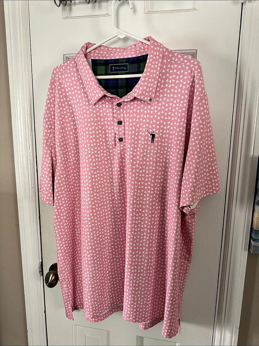 William Murray Men’s Golf Pink Geometric Polo Size Large Like New